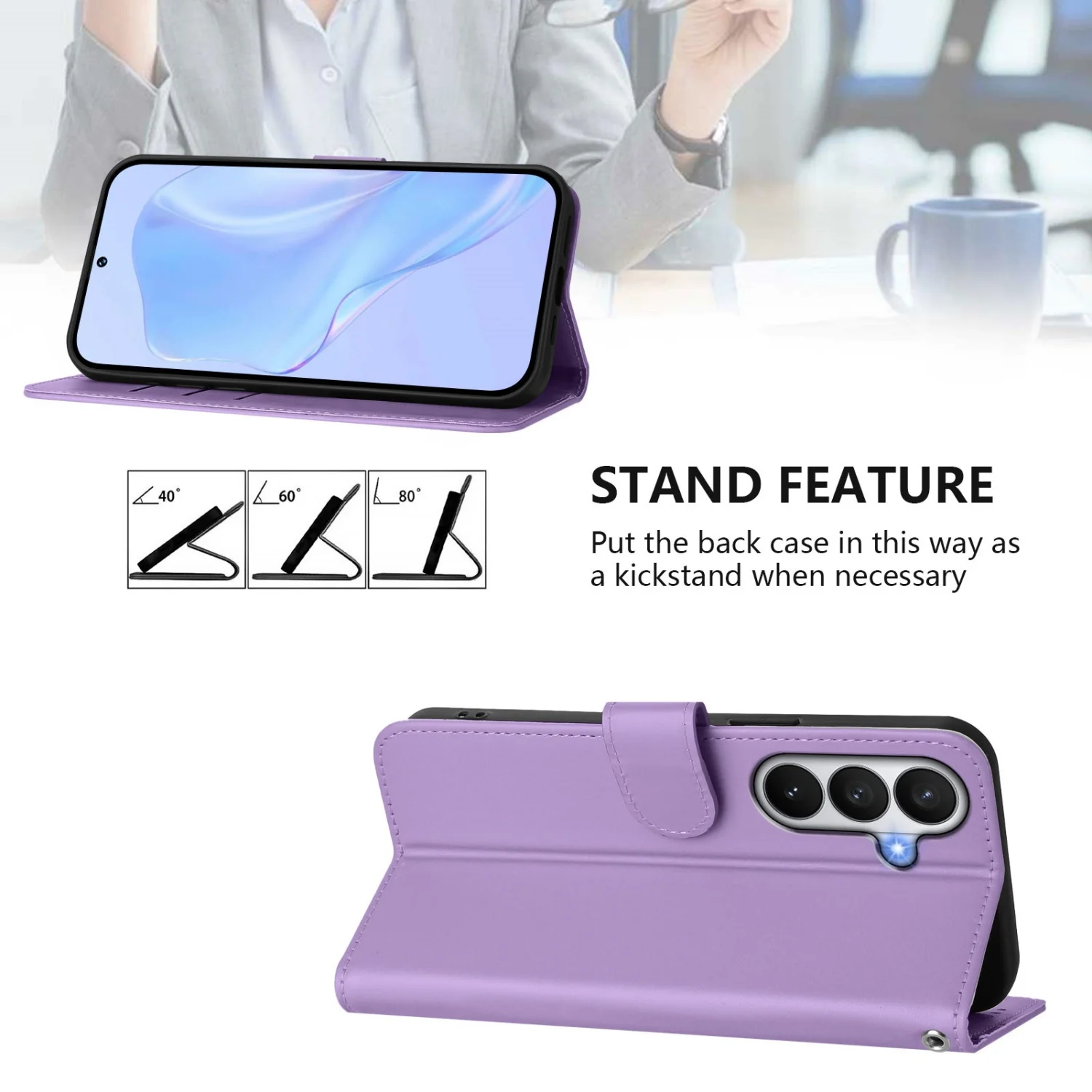 PU-Leder-Flip-Handyhülle, Brieftaschenhülle Coque Funda – Bild 6