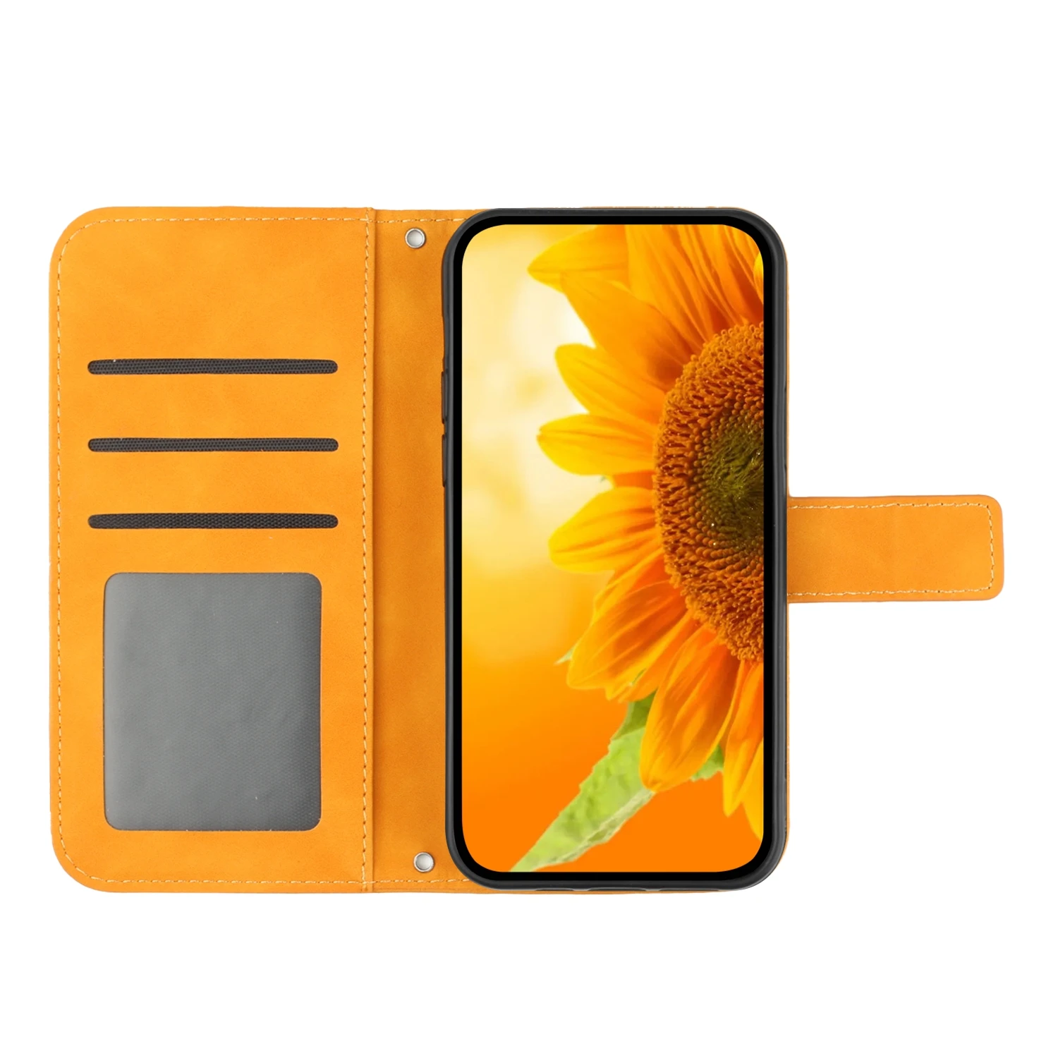 3D Glitter Handy hülle für Funda Hüllen Sonnenblumen leder Brieftasche Flip Cover – Bild 3