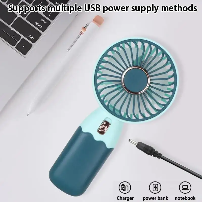 2-in-1 Mini-Elektroventilator, tragbarer USB-Akku-Kühlventilator für den Außenbereich mit Handy-Ständerfunktion für den Sommer – Bild 5