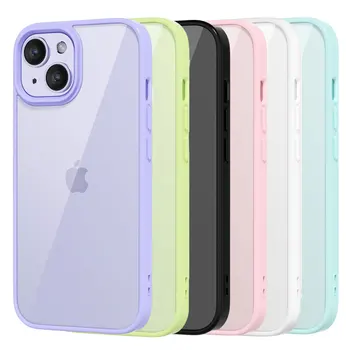 IPhone 13: Transparente, stoßfeste Handyhülle mit farbiger Rückseite -Silikon-Stoßstangenabdeckung