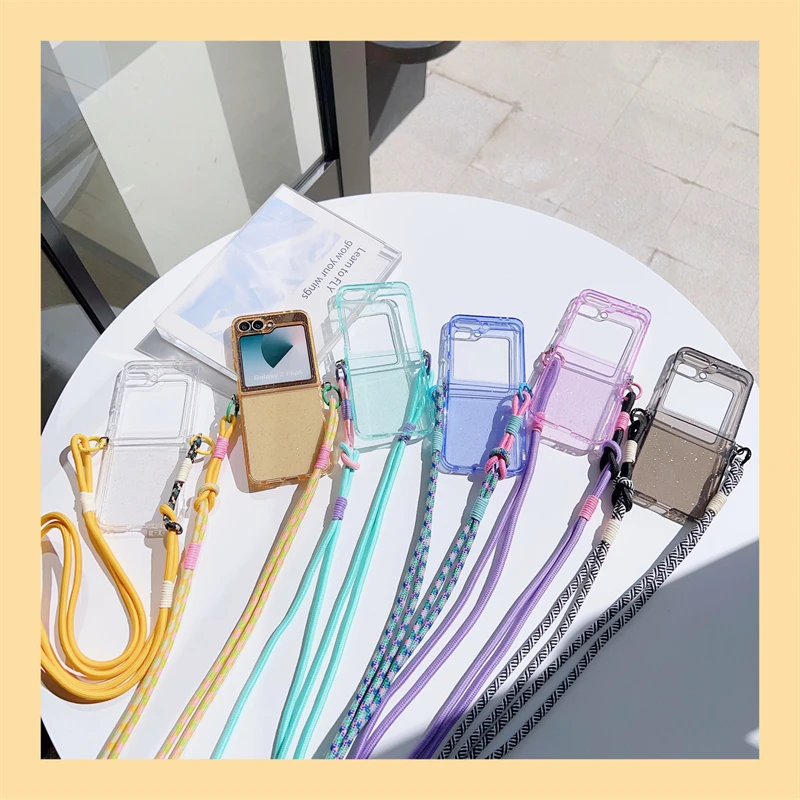 Flip6 Flip7 Flip5 Handyhülle Crossbody Lanyard Glitzer Candy Color Fold stoßfeste Abdeckung – Bild 2