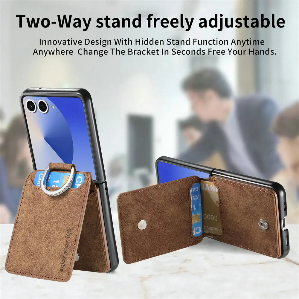 Flip7 FE Luxus-Hülle Faltbare Abdeckung Leder-Kartenhalter Rückseite Capa Ring Funda – Bild 4