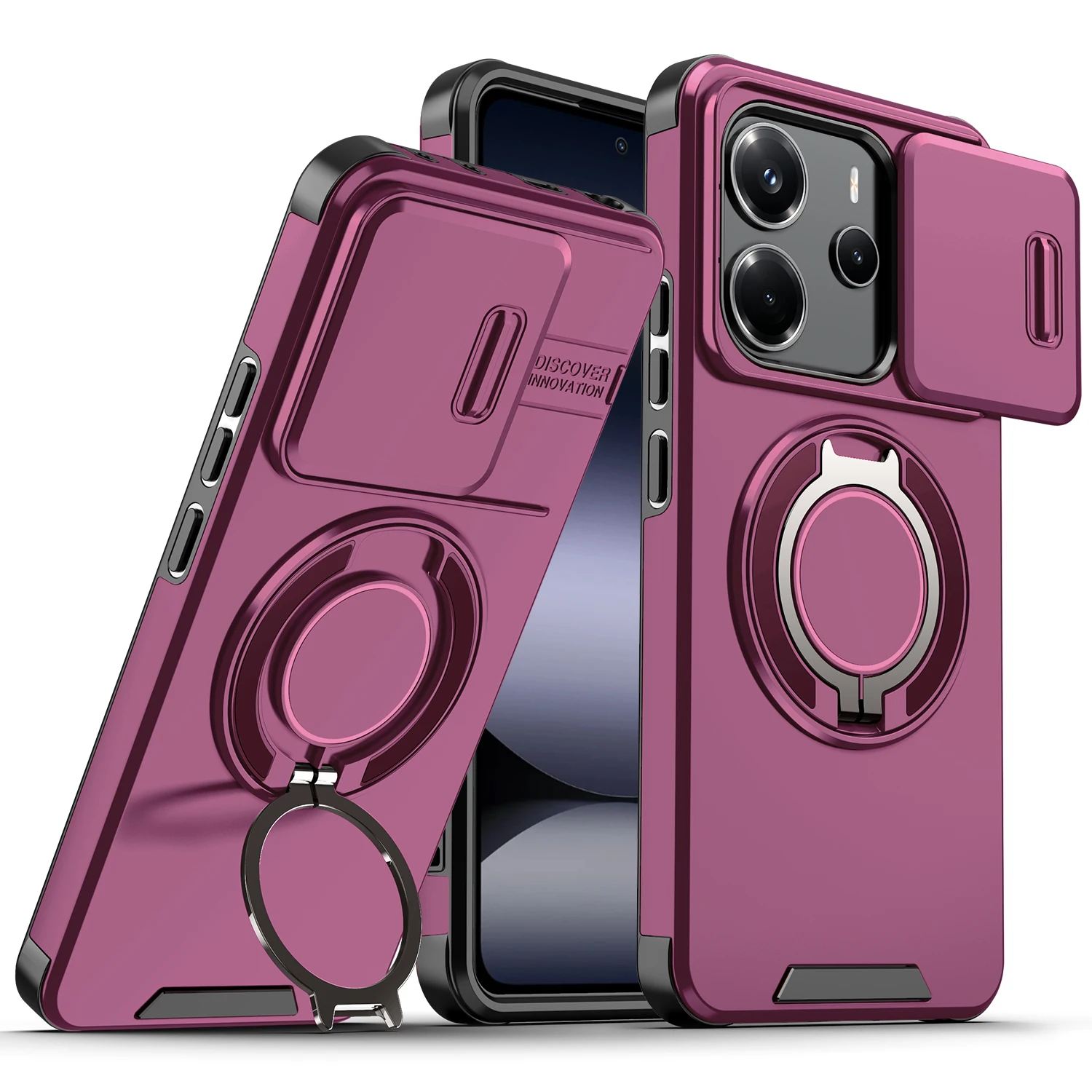 Redmi Note 14 5G: Hülle Cover Neue Panzerhülle mit Schiebe-Objektivschutz Magnetring-Halterung