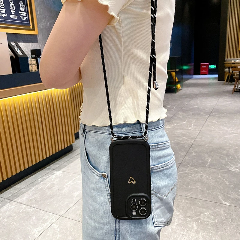 Mit Lanyard Love Handyhüllen Crossbody Silikon-Rückseiten-Cover – Bild 6