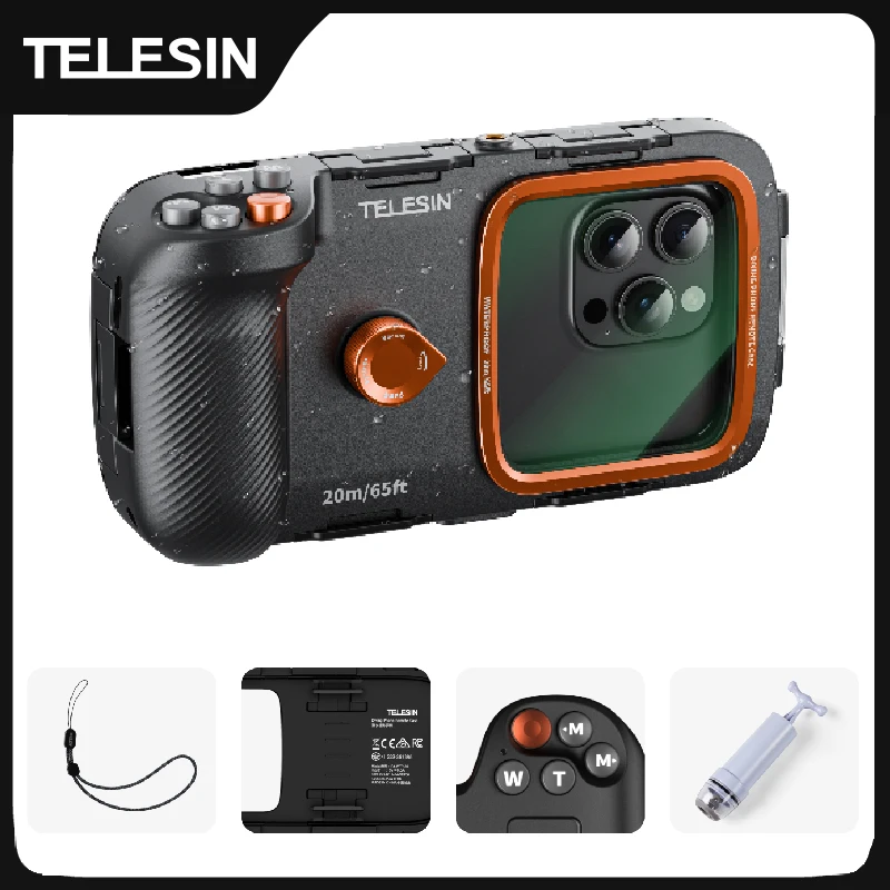 TELESIN Tauchen Wasserdichte Telefon Fall Universal Telefon Kamera Schießen Hand Grip Halter Schießen Hilfe Fernbedienung Griff