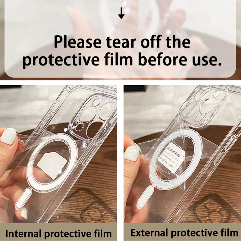 Magnetisches kabelloses Ladegerät für Magsafe, transparente Hülle, stoßfeste weiche Stoßstangenabdeckung – Bild 5