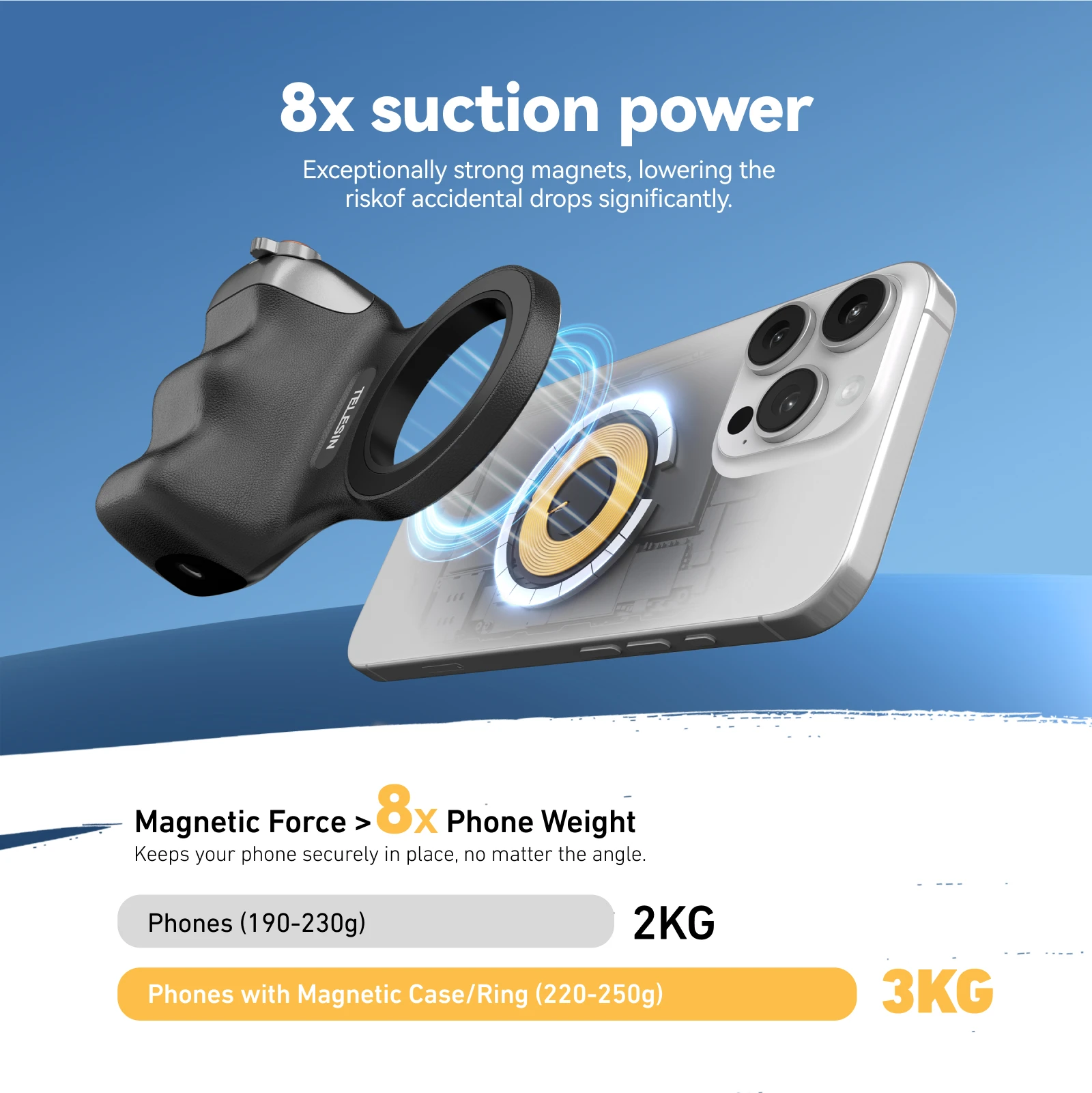 TELESIN Magnetische Telefon Kamera Schießen Hand Grip Telefon Halter Schießen Hilfe Fernbedienung Griff für Smartphone iPhone Android – Bild 3