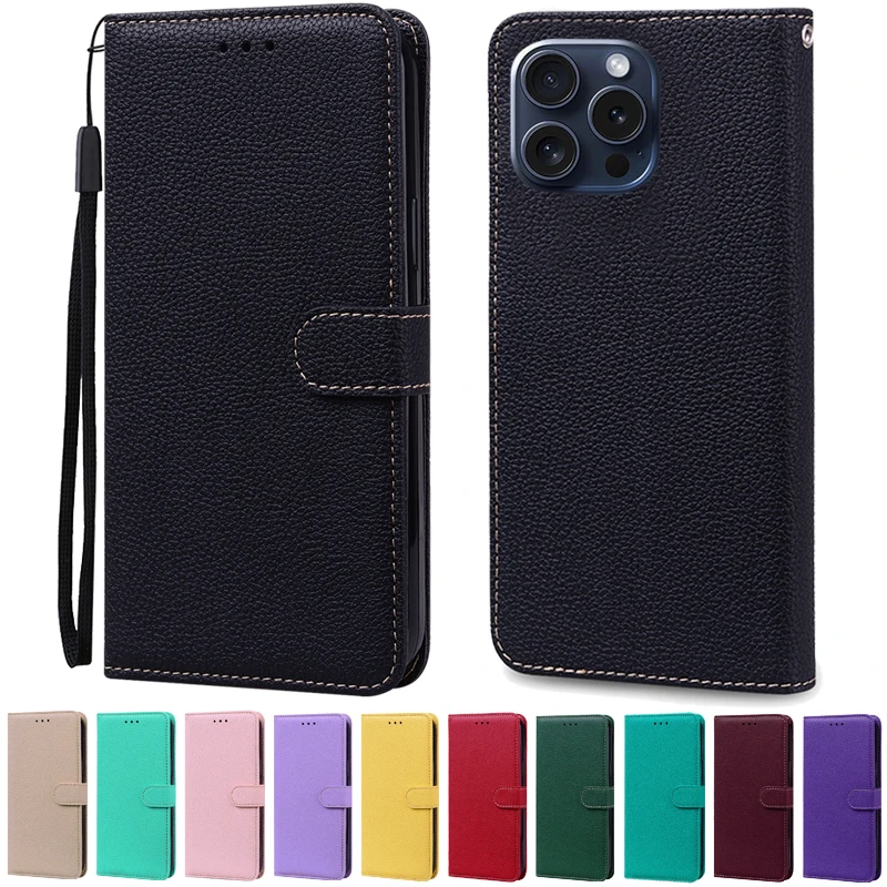 iPhone 16: Fall Brieftasche Flip Leder Fall Abdeckungen Telefon Fall Beutel