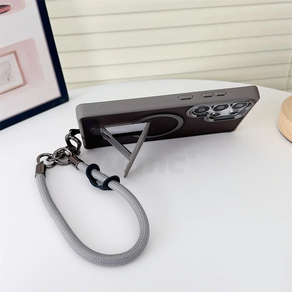 Luxus Lanyard Magnetische Klapp Ständer Telefon Fall Rand FE Für Magsafe Drahtlose Lade kappen – Bild 4