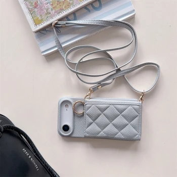 iPhone 13: Crossbody Lanyard Kartensteckplatz Halter Fall Brieftasche Strap Cord Tasche Leder Abdeckung