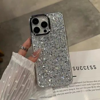 iPhone 16: Luxuriöse, glitzernde, stoßfeste Handyhülle, weiche Stoßstangenschutzhülle