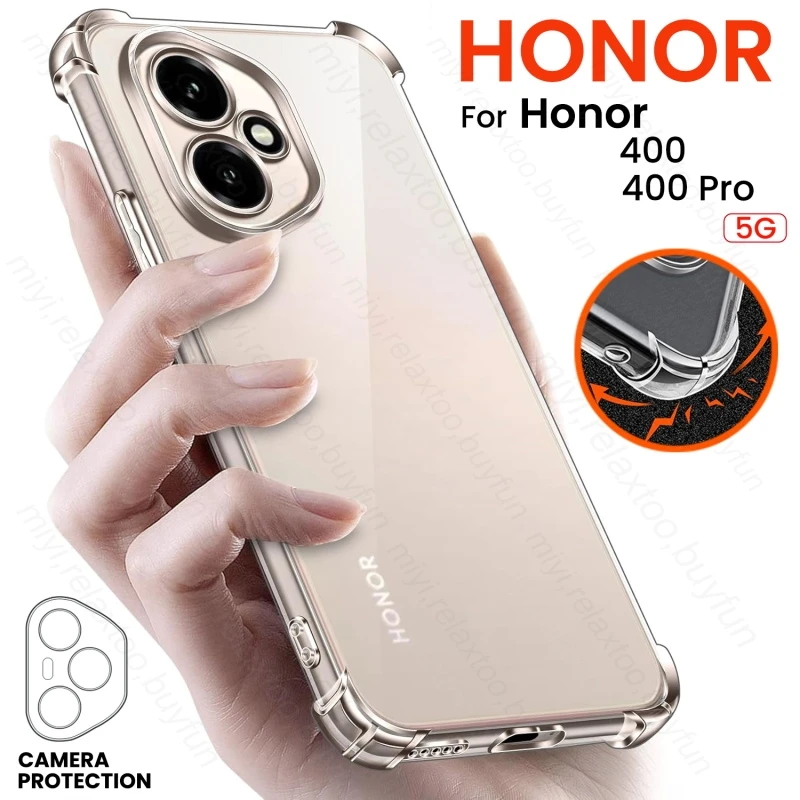 Honor 400: Anti-Gelb Transparente Telefon Fall Klar Kristall Schutzhülle Abdeckung Auf Licht