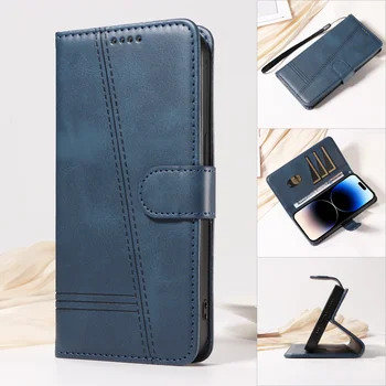 iPhone 17: Line Lederhülle Handyhülle Flip Wallet mit Kartenfach und Ständer Handybuch-Cover
