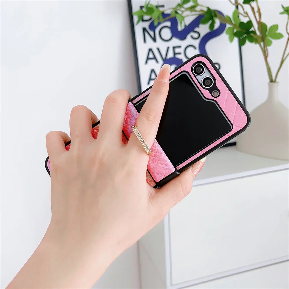 Ring Halter Fall Luxus Gradienten PU Leder Telefon Abdeckung Flip5 – Bild 4