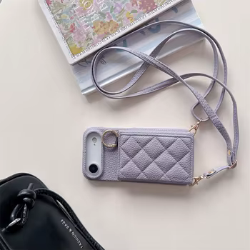 iPhone 16e: Crossbody Lanyard Kartensteckplatz Halter Fall Brieftasche Strap Cord Tasche Leder Abdeckung