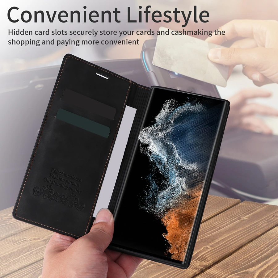 Brieftaschen-Kartenfach Magnetisches Flip-Lederetui – Bild 5