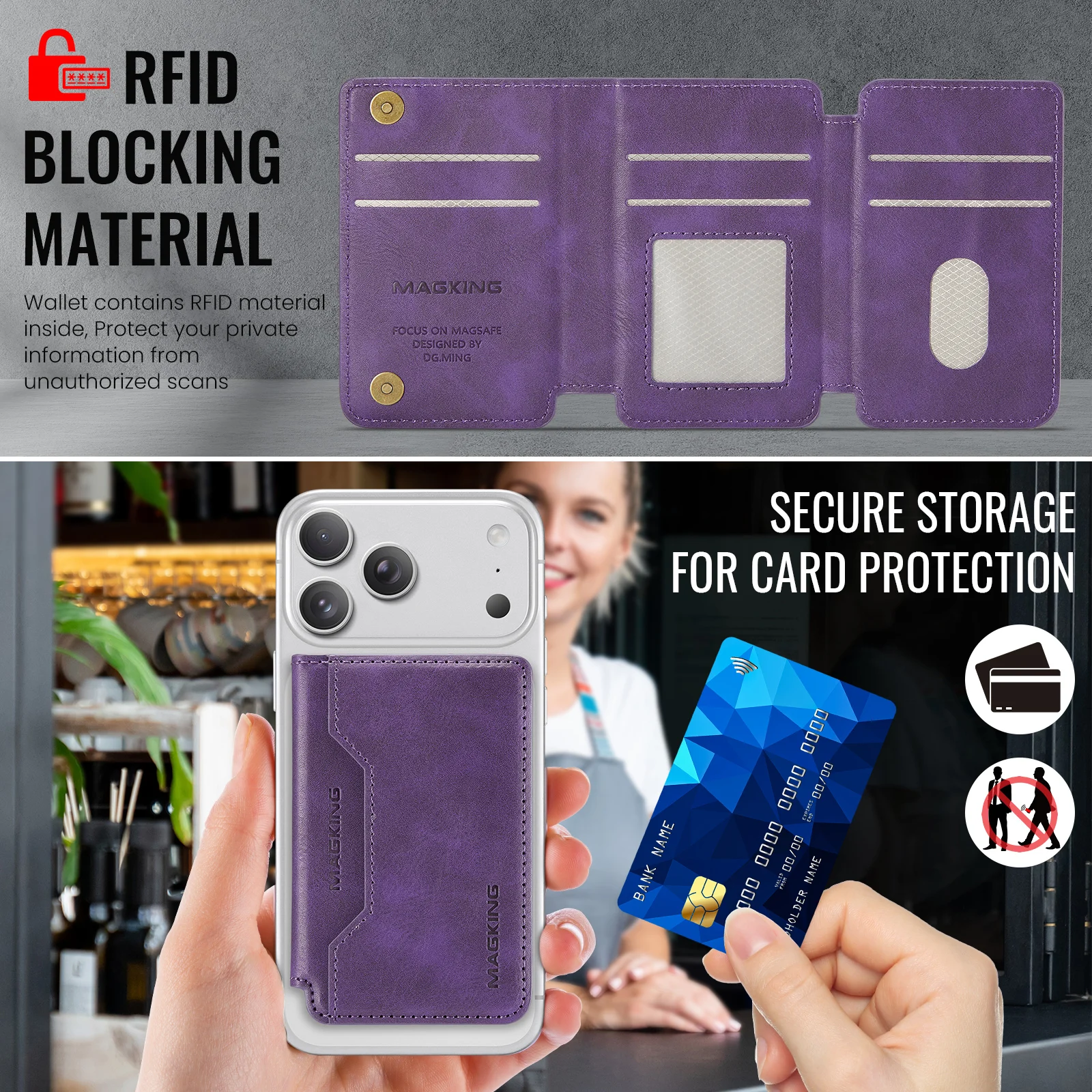 MagSafe Geldbörse RFID-Blockierung Magnetischer Kartenhalter – Bild 6