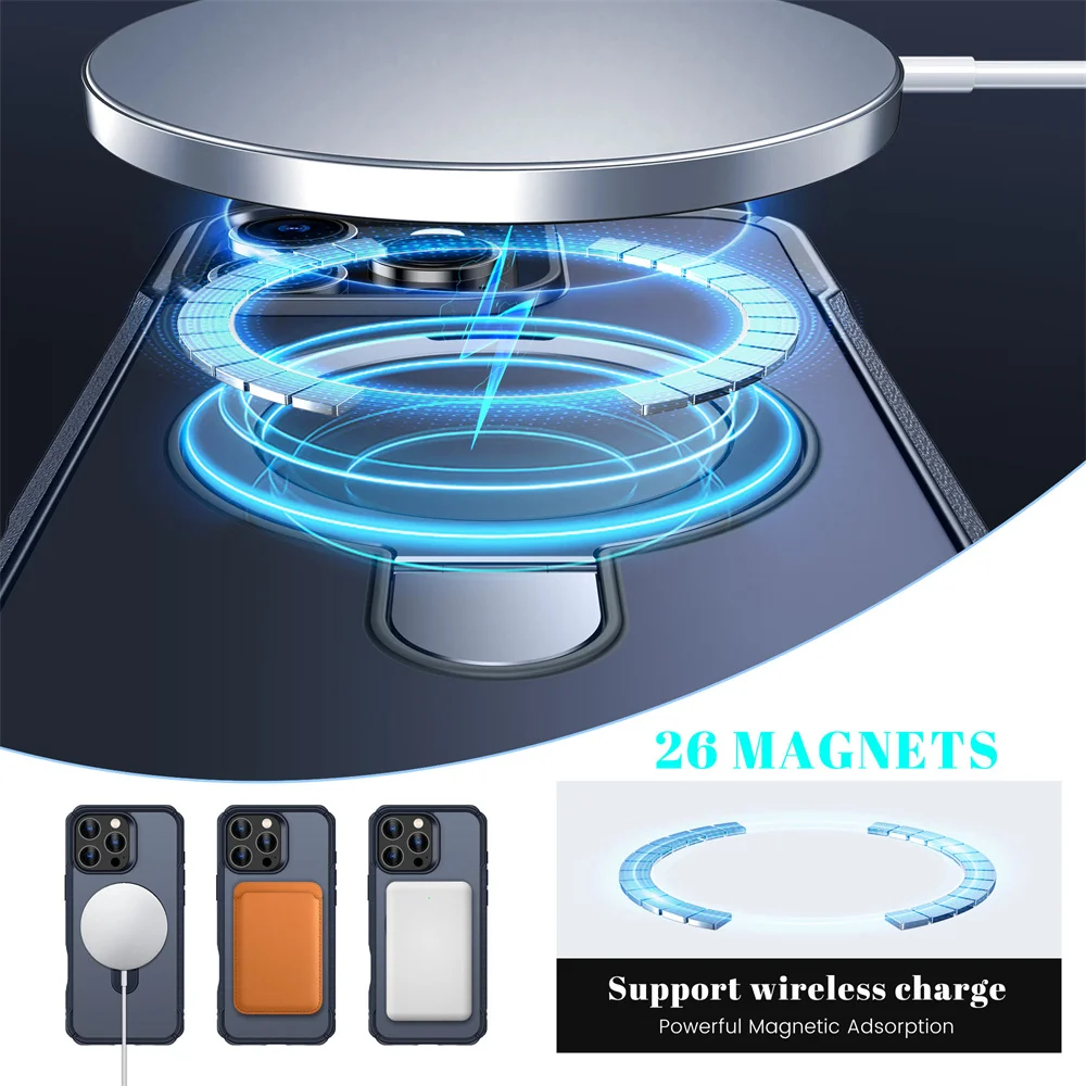 Für Magsafe Wireless Charge Fold Magnetische Ständer Telefon Fall Anti-slip Stoßstange Abdeckung – Bild 4
