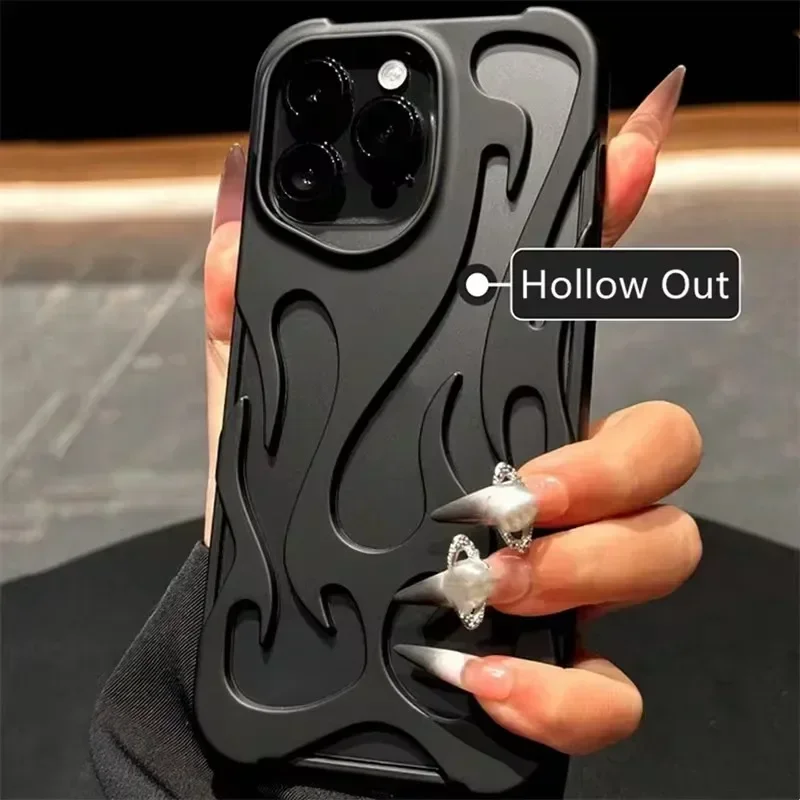 Mode Matte 3D Höhlte Flamme Telefon Fall Galvani Weiche rückseitige Abdeckung capa – Bild 3