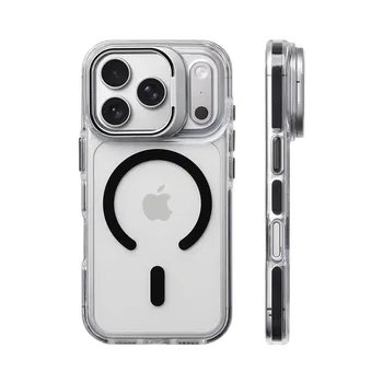 iPhone Air: Luxuriöse magnetische stoßfeste klare Stoßstangenhülle für Magsafe Lens Protect Stand Cover