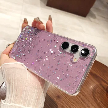 Galaxy A55: Glitzer Hülle Soft Epoxy Silikon Clearcover