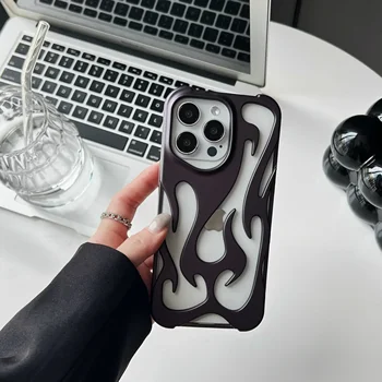 iPhone 16: Mode Matte 3D Höhlte Flamme Telefon Fall Galvani Weiche rückseitige Abdeckung capa