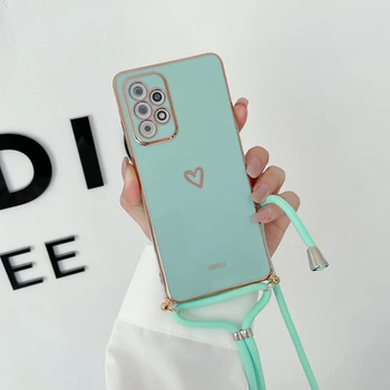 Galaxy S24: Liebe Herz Crossbody Lanyard Strap Telefon Fall S10 S9 S8 Hinweis 10 20 Plus Ultra Fe Abdeckung