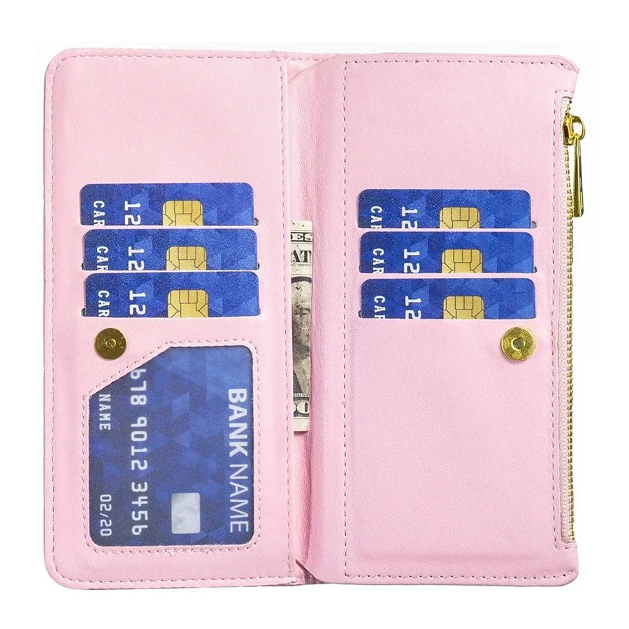 Brieftasche Kleiner Duft Multi-Kartensteckplatz Reißverschluss Magnetische Flip-Ledertasche – Bild 4