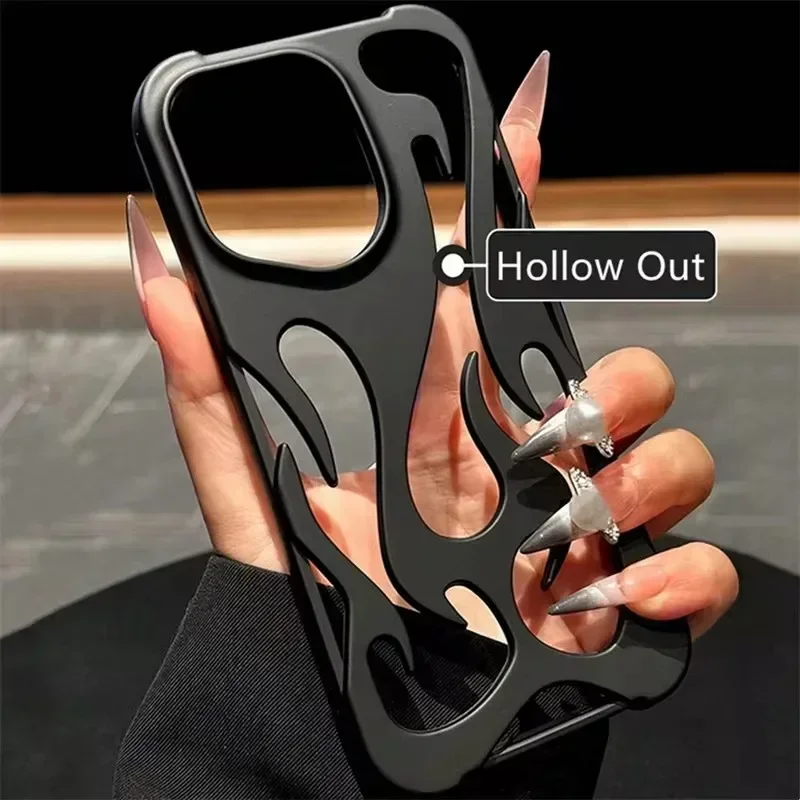 Mode Matte 3D Höhlte Flamme Telefon Fall Galvani Weiche rückseitige Abdeckung capa – Bild 5