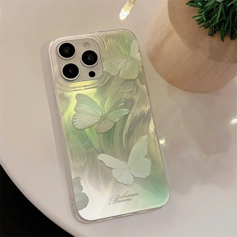 Redmi Note 13 5G: Hülle Hüllen Grüner Farbverlauf Schmetterling Hülle 13C Glitzerhülle