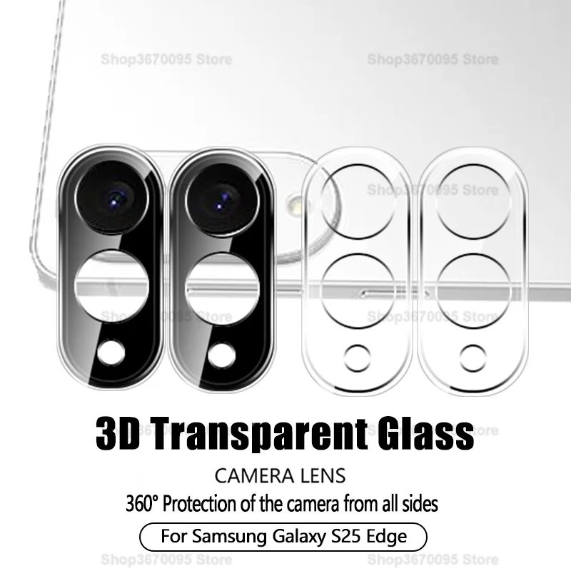 Galaxy S25 Edge: 2PCS Schwarz Kamera Gehärtetes Glas Rand HD screen Protector Galaxi Schlank 3D Objektiv abdeckung