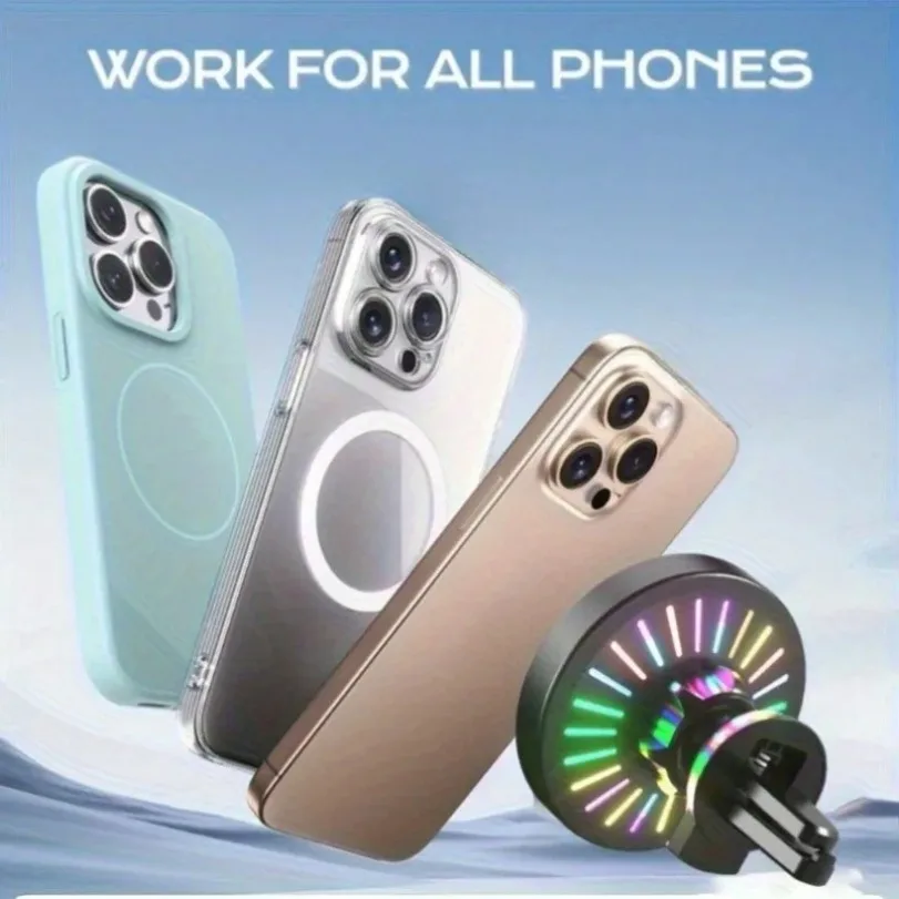 RGB Licht Auto Magnetische Drahtlose Ladegerät Telefon Halter Air Vent Stehen Für Magsafe iPhone 16 15 14 13 12 Pro max – Bild 4