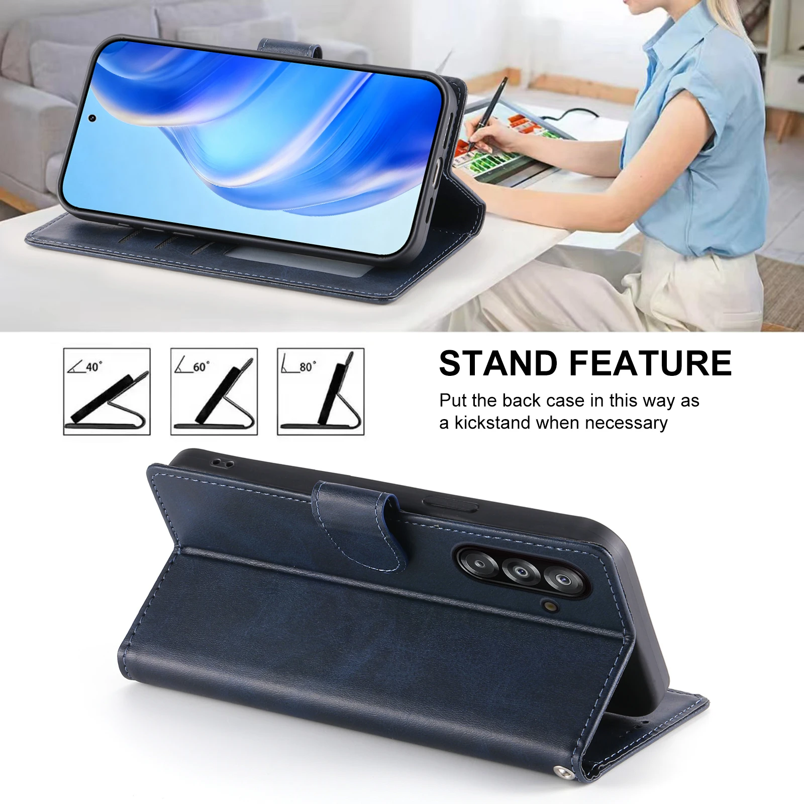 Leder Flip Case Wallet Cover – Bild 3