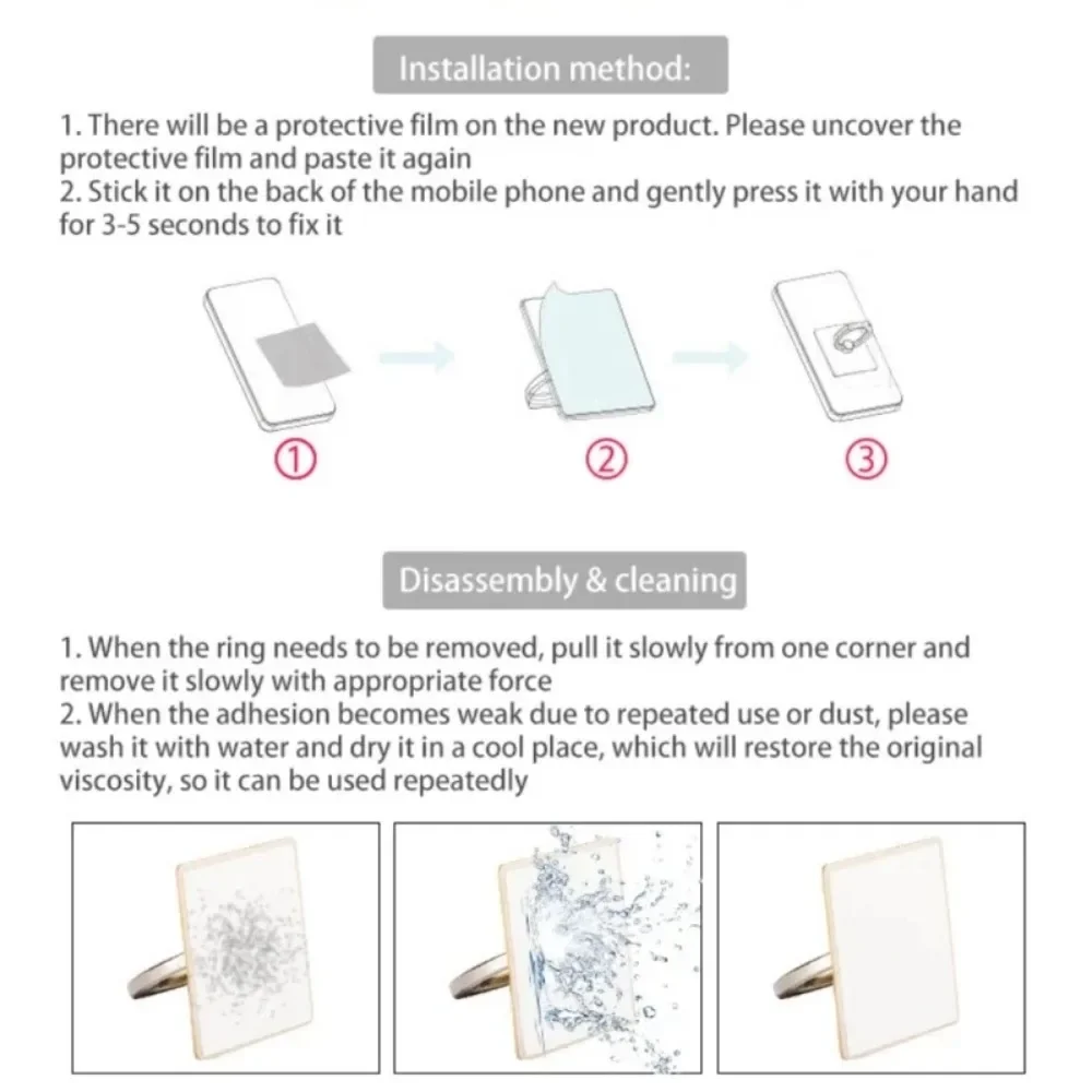 Dickerer Ring Smartphone-Fingerringhalter für Handy, Smartphone-Teile, Handy-Smartphone-Ring, transparenter Clip-Buchsenständer – Bild 5