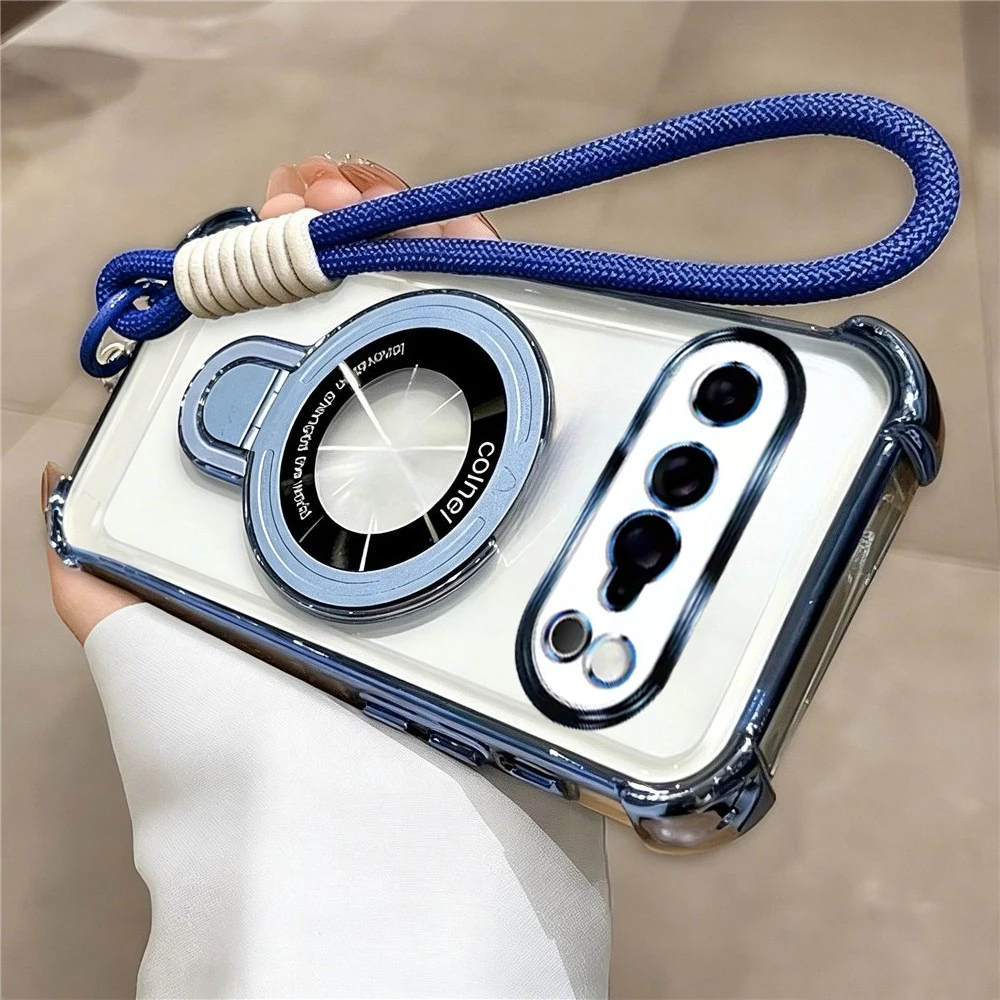 Pixel 8: Handyhülle mit Seilband und Ständer, transparente, stoßfeste, weiche Silikonhülle