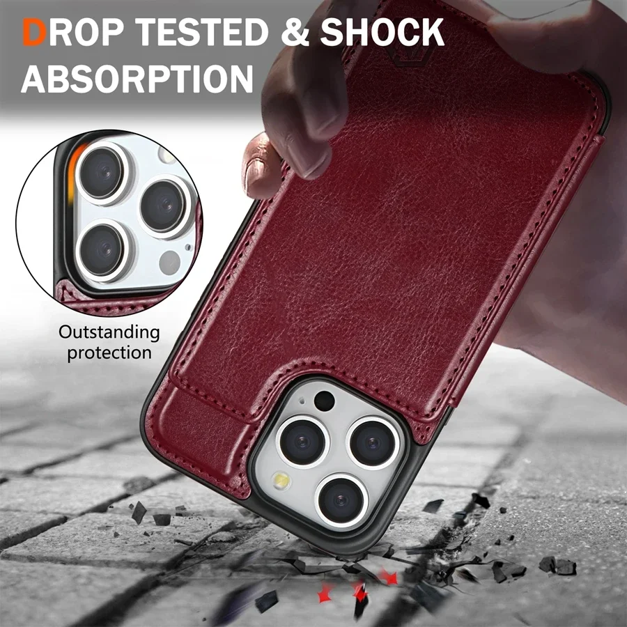 Brieftasche RFID-blockierende Schicht schützen magnetische Flip-Ledertasche Cover – Bild 5