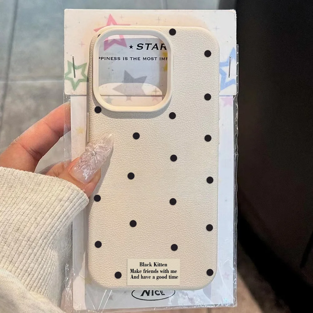 Ins Polka Dots Weiche Silikon-Handyhülle Hülle TU Leder Stoßfeste Abdeckung – Bild 2