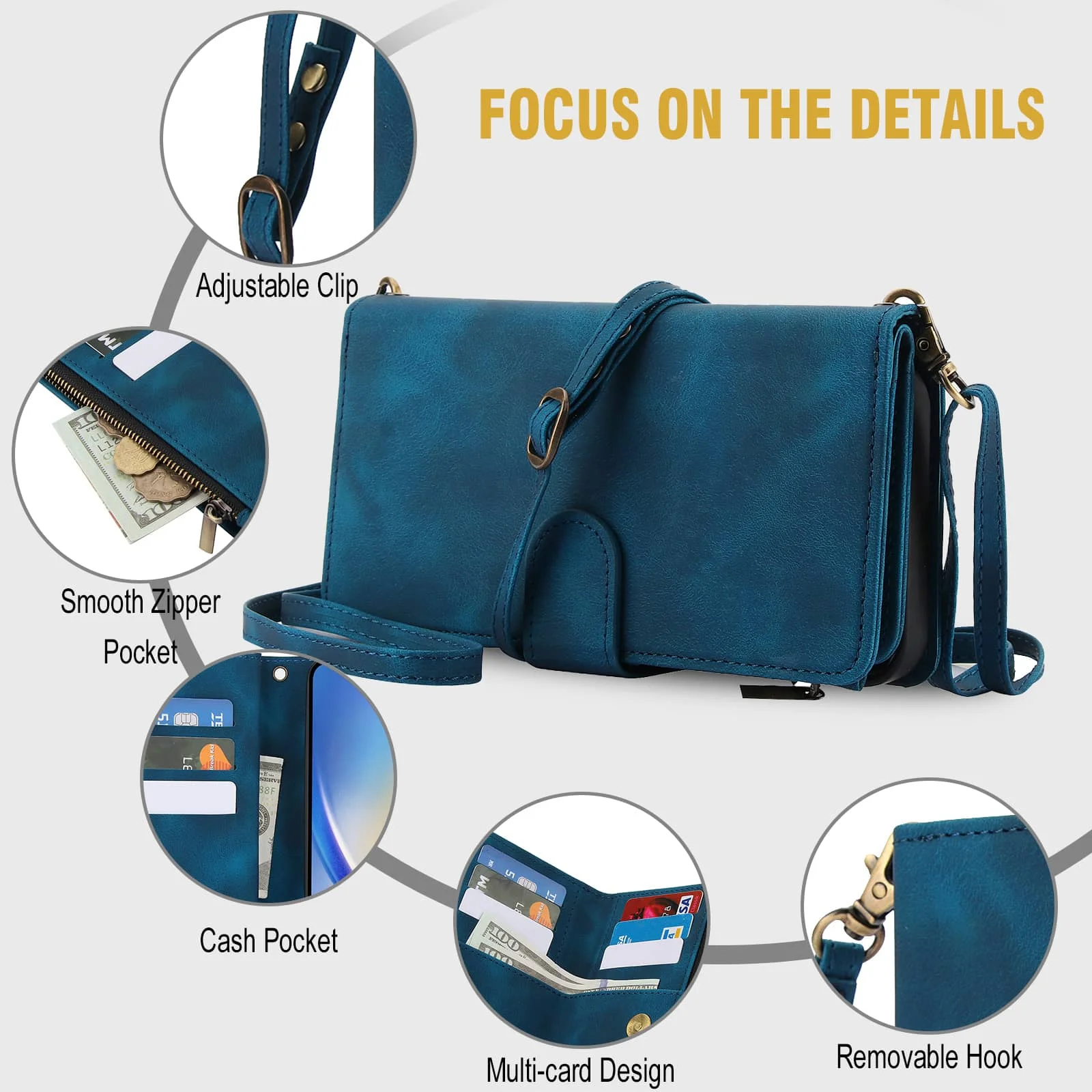 Hülle Brieftasche, haltbare Leder Magnets chnalle Flip Karten halter – Bild 3