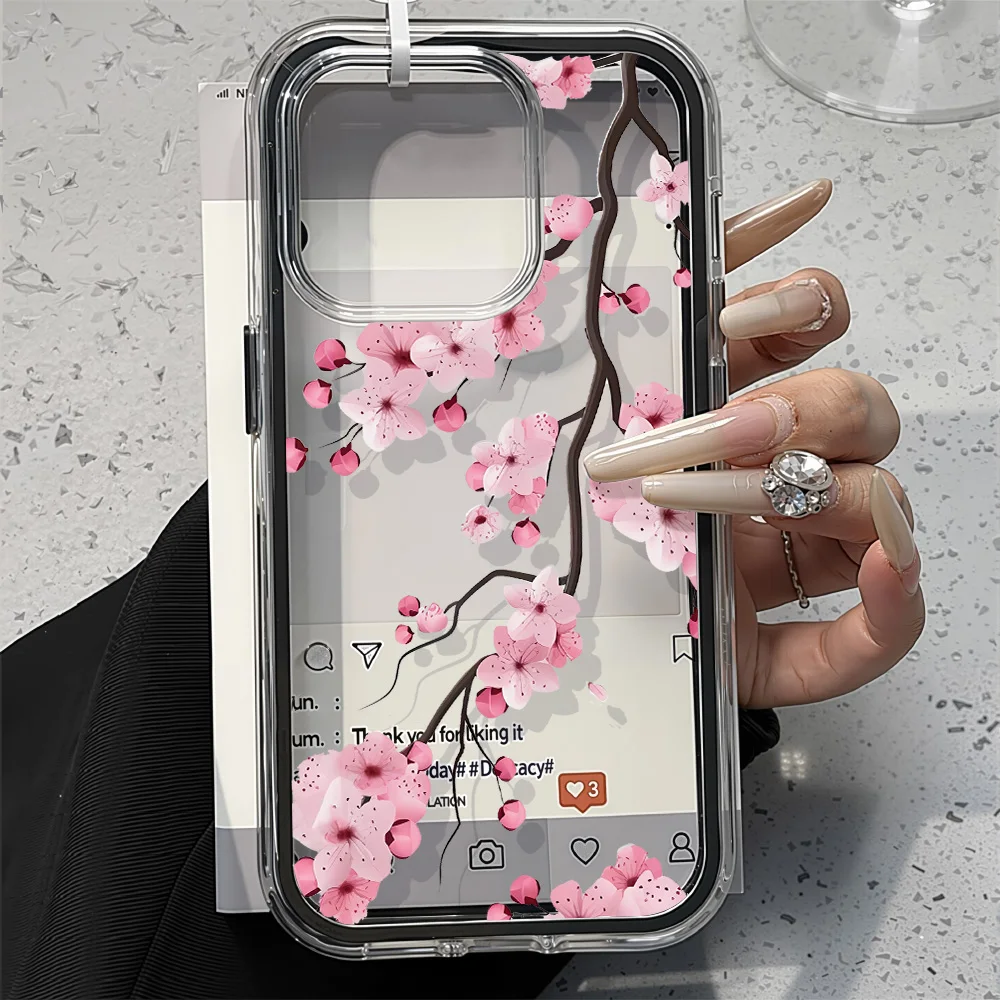 2 in 1 Candy Color Handyhülle Soft TPU Transparent Flower Funda Cover – Bild 4