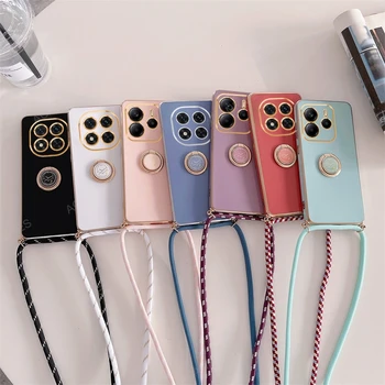 Redmi Note 13 Pro 5G: Luxus Überzug Ring Halter Crossbody Lanyard Fall Hinweis 14 13 Pro Plus 4G 5G Zurück