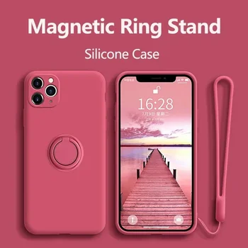 IPhone 14: Flüssigsilikonhülle Handyhalter Ringständer Schutzhülle mit Handschlaufe