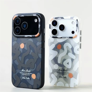 IPhone 14: Für MagSafe Geometrische Graffiti Handyhülle Magnetische kabellose Aufladung harte stoßfeste
