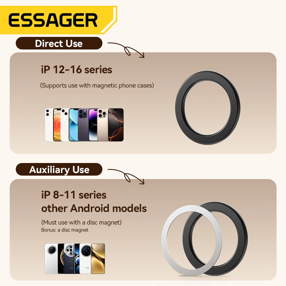 Essager Magnetischer Metallring für Magsafe iPhone 16 15 14 Pro Android-Handys, Plattenaufkleber, Ringe für Magsafe – Bild 6