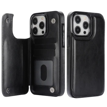 iPhone 16: Flip-Handyhülle aus PU-Leder Brieftaschenhülle mit Kartenhalter Stoßfeste Abdeckung