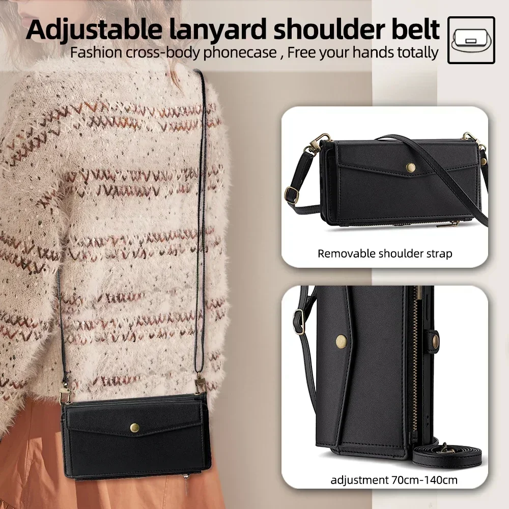Handyhülle mit Lanyard 12S 13 13T Flip-Leder-Brieftasche mit Kartenfächern Lite 12X F6 Pro Halterung – Bild 5