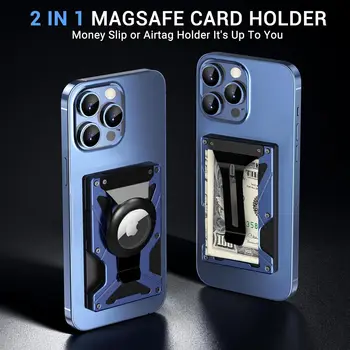 MagSafe Wallet Geldklammer mit AirTag-Halter und 1 Magnetfolie, kompatibel mit magnetischen