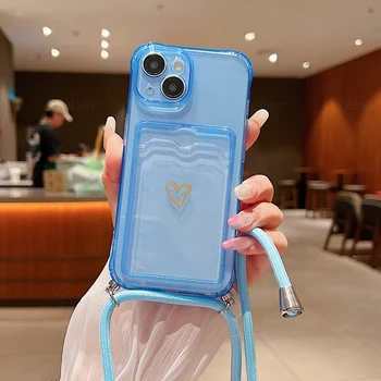 iPhone 17 Pro Max: Umhängetasche Lanyard Halskette Kordel Slot Kartentasche Klare Handyhülle Soft Cover