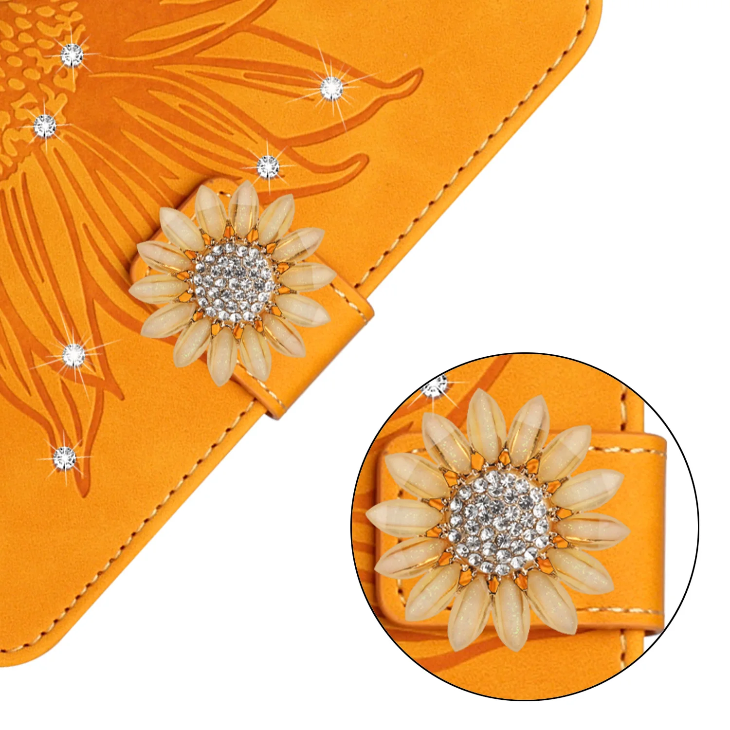 3D Glitter Handy hülle für Funda Hüllen Sonnenblumen leder Brieftasche Flip Cover – Bild 6