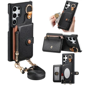 Galaxy A25: Crossbody Kartenhalter Brieftaschen-Hülle Lederhülle