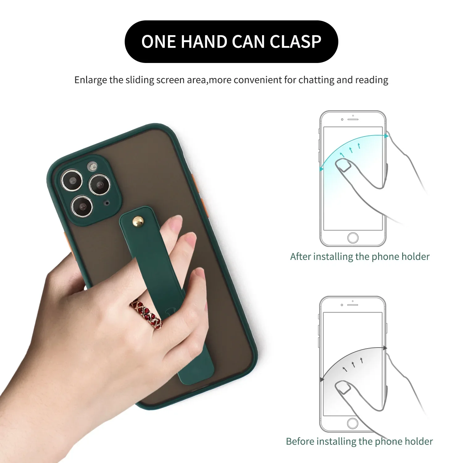 Telefonriemen-Griffhalter, Finger-Handygriff, Teleskop-Handy-Fingerriemen-Ständer, Universeller Finger-Kickstand für – Bild 5